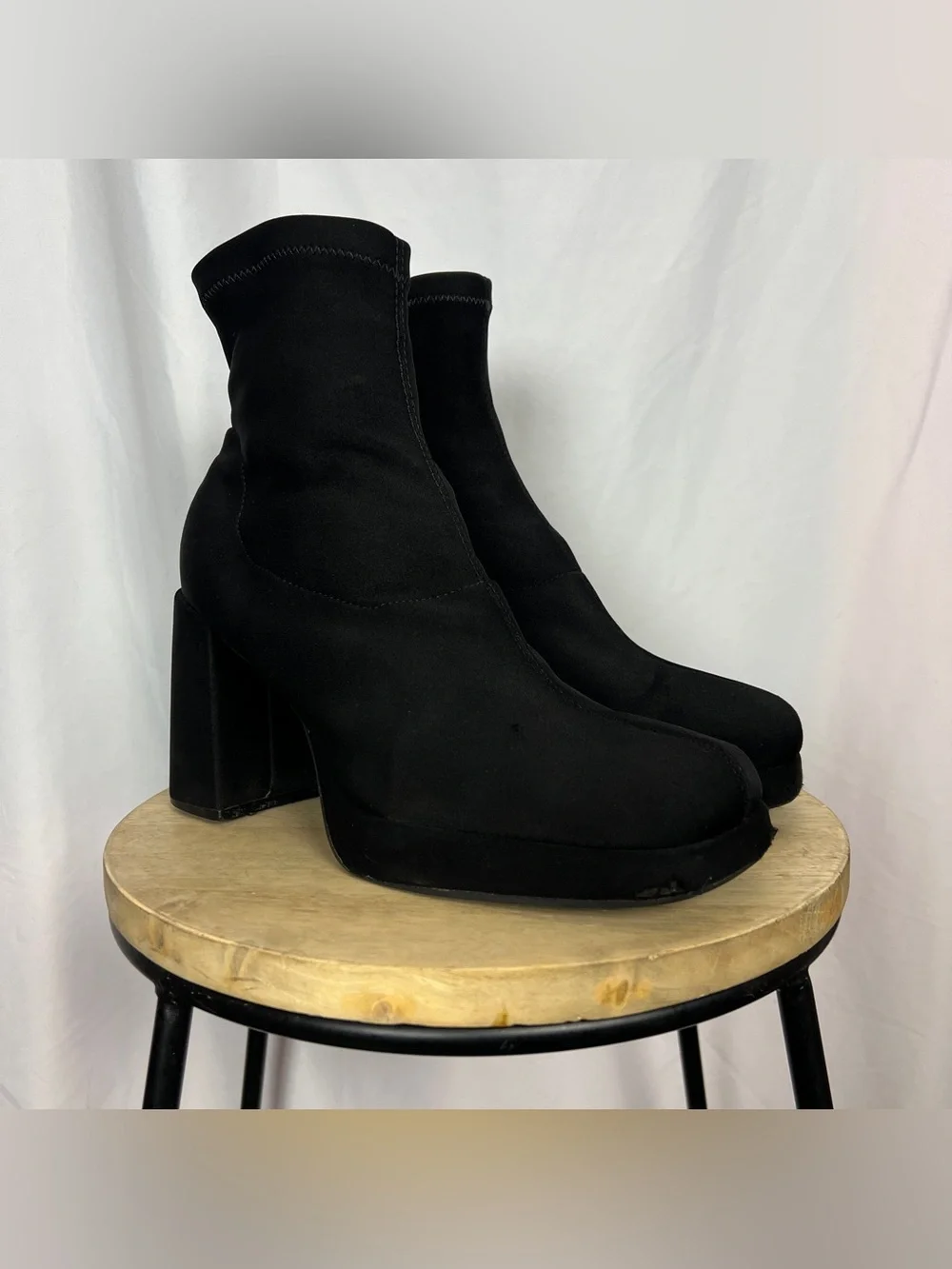 Y2K Black Ankle Sock Platform Boots